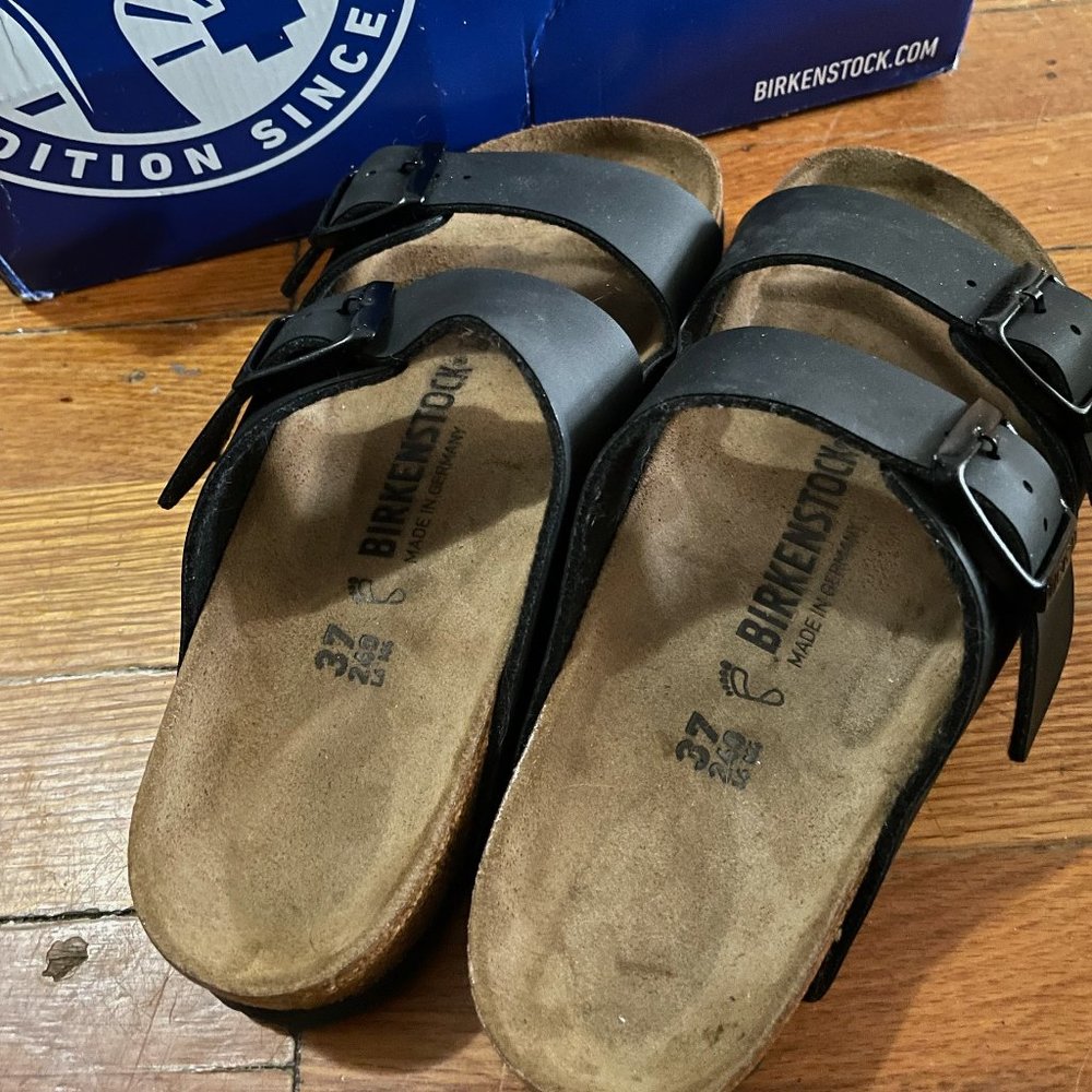 Birkenstock Arizonas - Black Birko-flor Regular Footbed 37